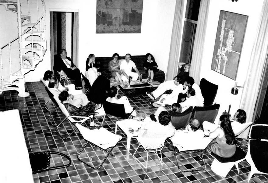 Photograph from the Chadirji collection showing gathering at Rifat Chadirji's house in Baghdad, early 1980s.